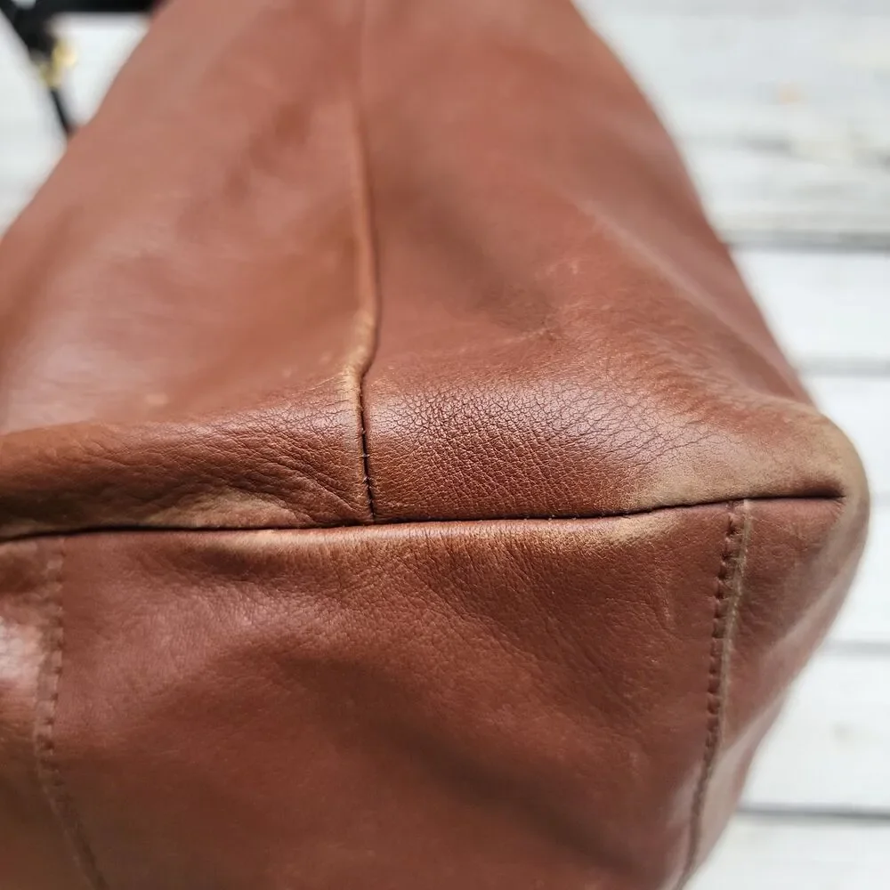 Ellington Sadie Dark Brown Soft Leather Hobo Shoulder Bag Tote Purse Handbag EUC